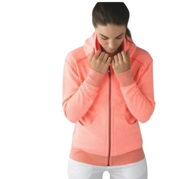 Lululemon On the Daily grapefruit coral scuba hoodie sweatshirt jacket - Picture 1 of 14